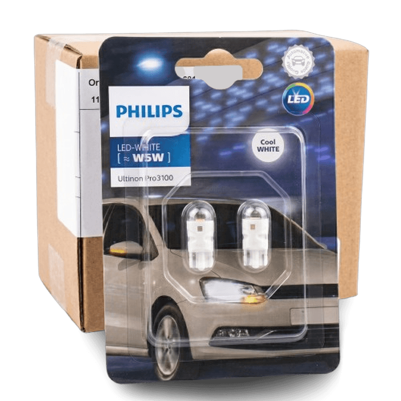 หลอดไฟหรี่ T10 LED Philips 12V 6500K Pro3100 แสงสีขาว จำนวน 2 หลอด ประกัน 1 ปี ติดสติกเกอร์ รับประกันทุกชิ้น