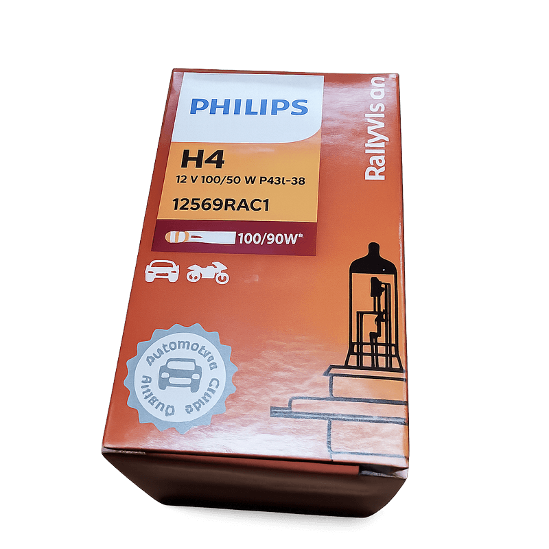 หลอดไฟหน้า Philips H4 12V 100/90W P43t-38 12569 RA C1 RallyVision