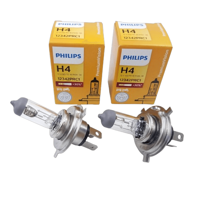 หลอดไฟหน้า H4 PHILIPS 12V 60/55 W P43t-38 Premium Vision +30% จำนวน 2 หลอด มีประกัน 3 เดือน