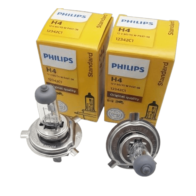 หลอดไฟหน้า Philips H4 12 Volt 60/55 W P43t-38 12342C1 จำนวน 2 หลอด Standard ประกัน 3 เดือน Philip ฟิลลิป