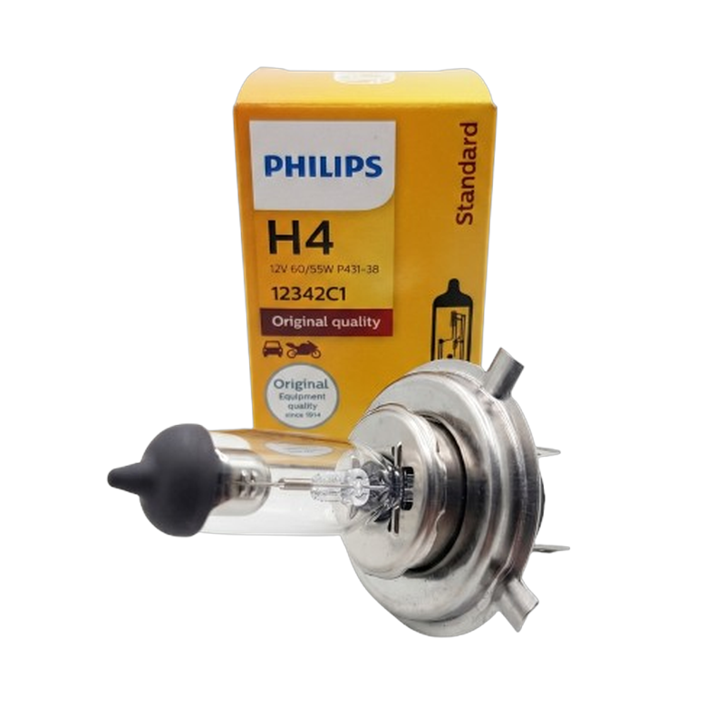 หลอดไฟหน้า H4 Philips 60/55W P43t-38 Standrad จำนวน 1 หลอด